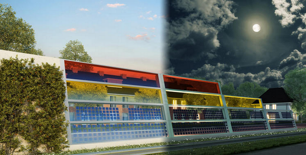 Colorful roadside noise barriers that also generate #solar power, even on cloudy days.